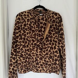 Ann Taylor Leopard Print Cardigan and Tank Twin-set - Brown, Camel, and Black
